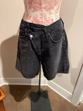 Agolde Washed Black High-Rise Denim Shorts
